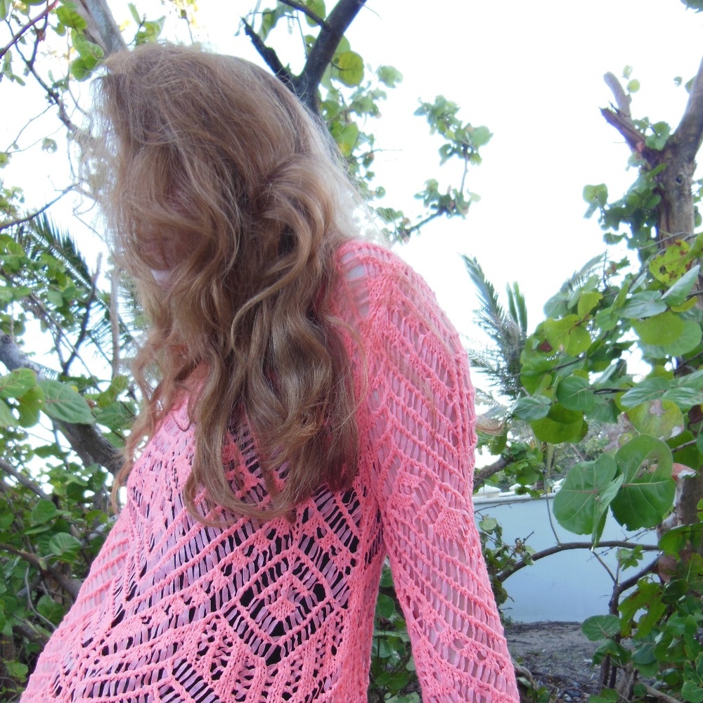 Boho Festival Beach Pink Laceknit Trendy Top